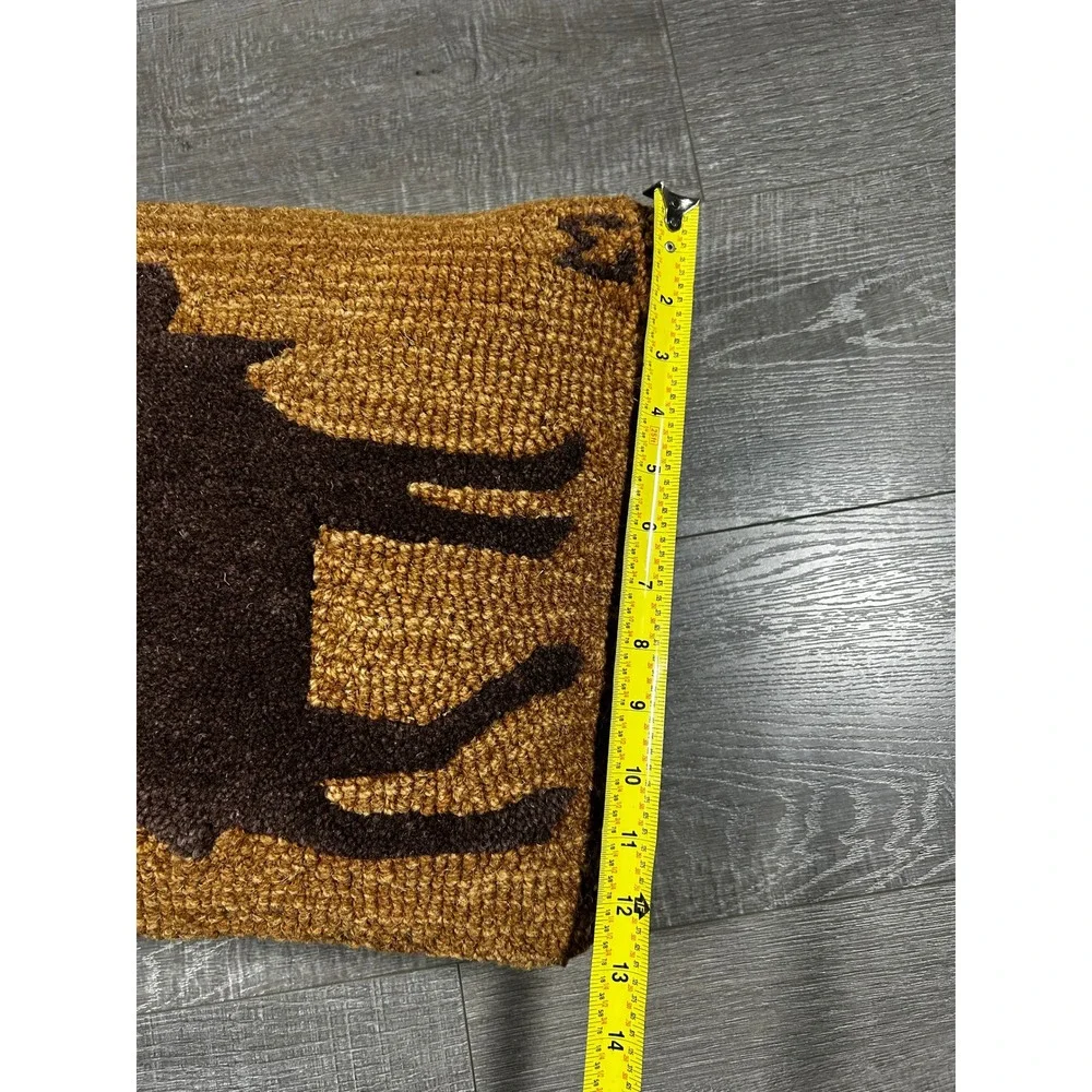 Chandler 4 Corners Moose Wool Pillow Laura Megroz Brown New Hand Hooked Rustic